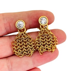 SWAROVSKI swan gold plated crystal drop clip on designer earrings