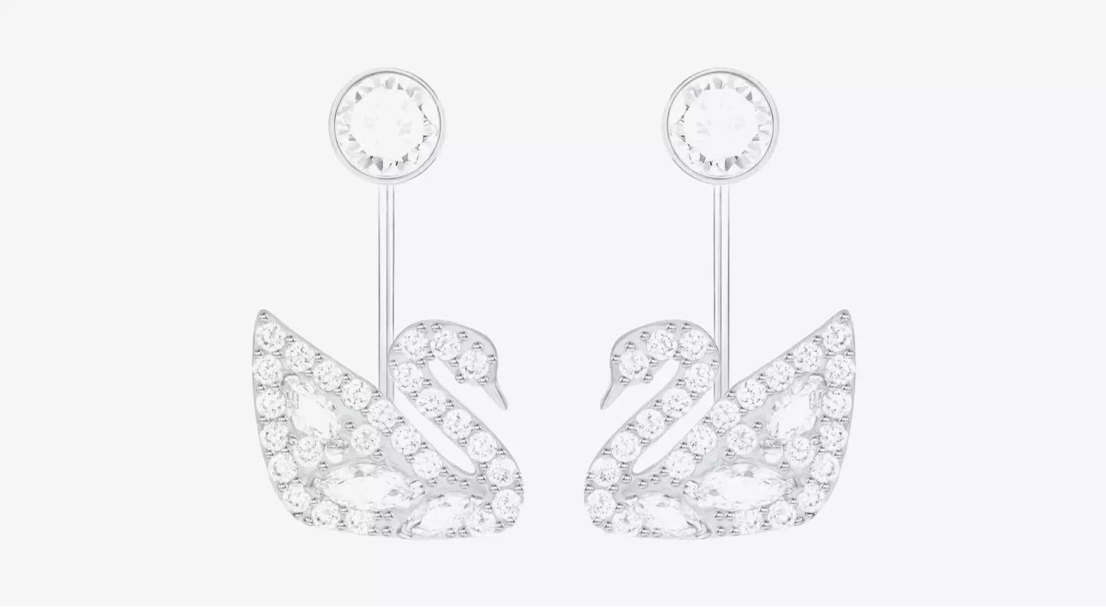 Swarovski Swan Lake - Cristalli scintillanti - Orecchini a goccia con buco - Bianco BNWT in vendita 8
