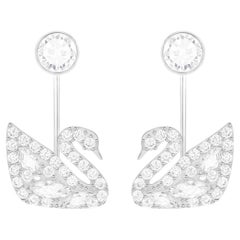 Swarovski Swan Lake Sparkling Crystals Drop Pierced Earrings Jackets White BNWT