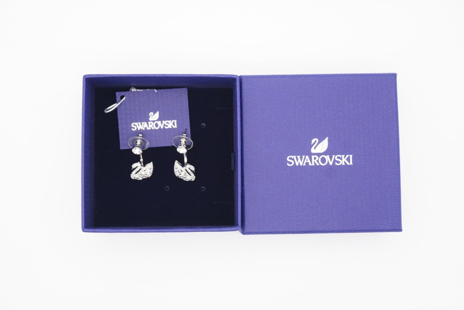 Swarovski Swan Lake - Cristalli scintillanti - Orecchini a goccia con buco - Bianco BNWT in vendita 2