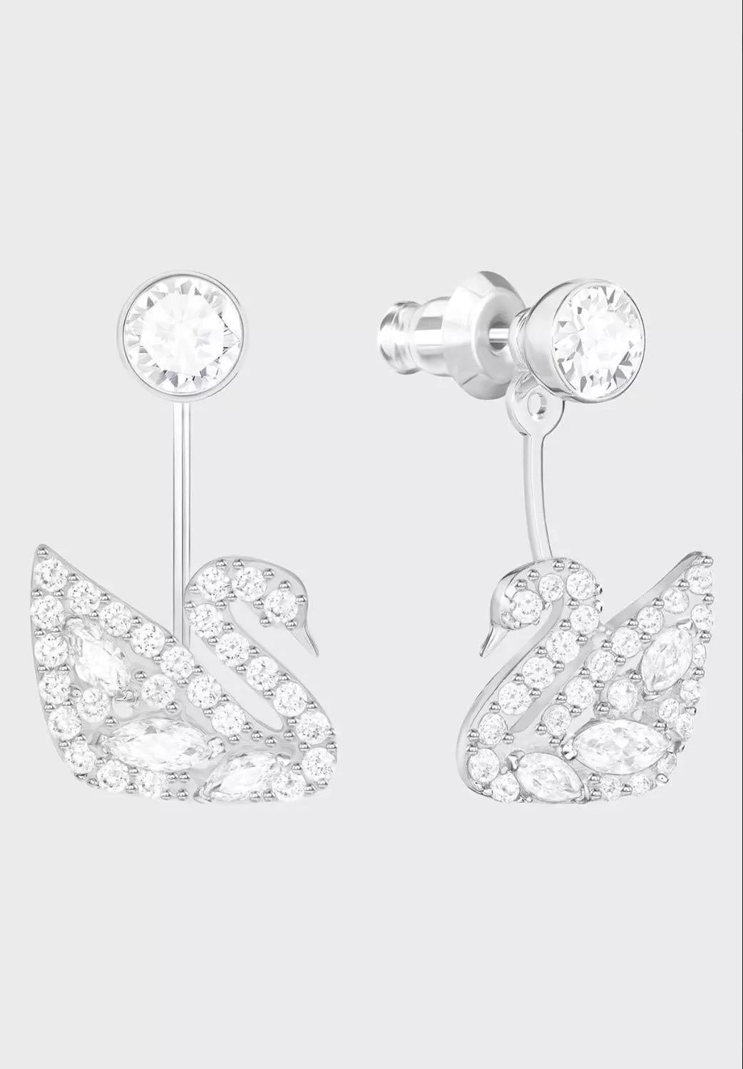 Swarovski Swan Lake - Cristalli scintillanti - Orecchini a goccia con buco - Bianco BNWT in vendita 3
