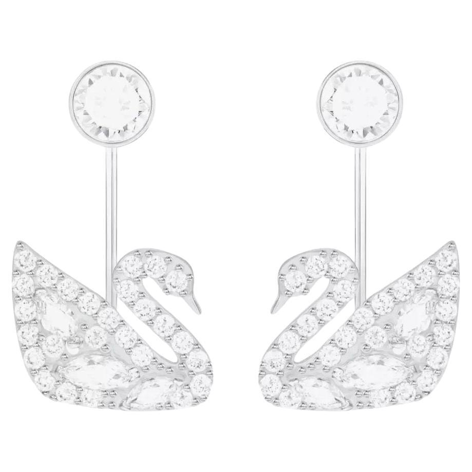 Swarovski Lago de los cisnes Cristales brillantes Gota Pendientes perforados Chaquetas Blanco BNWT
