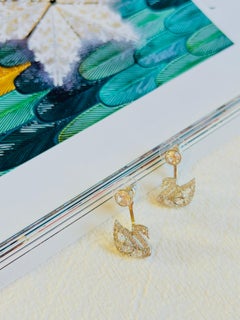 Swarovski Swan Lake Sparkling Crystals Drop Pierced Earrings Jackets White BNWT
