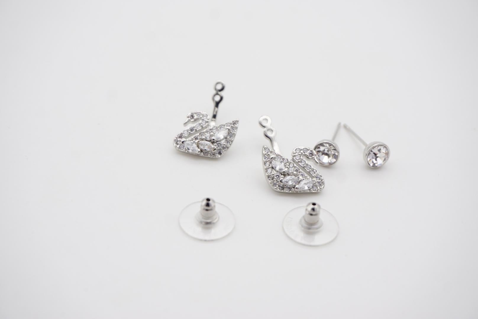 Women's or Men's Swarovski Swan Lake Sparkling Crystals Pierced Earring White SilverJackets, BNWT For Sale