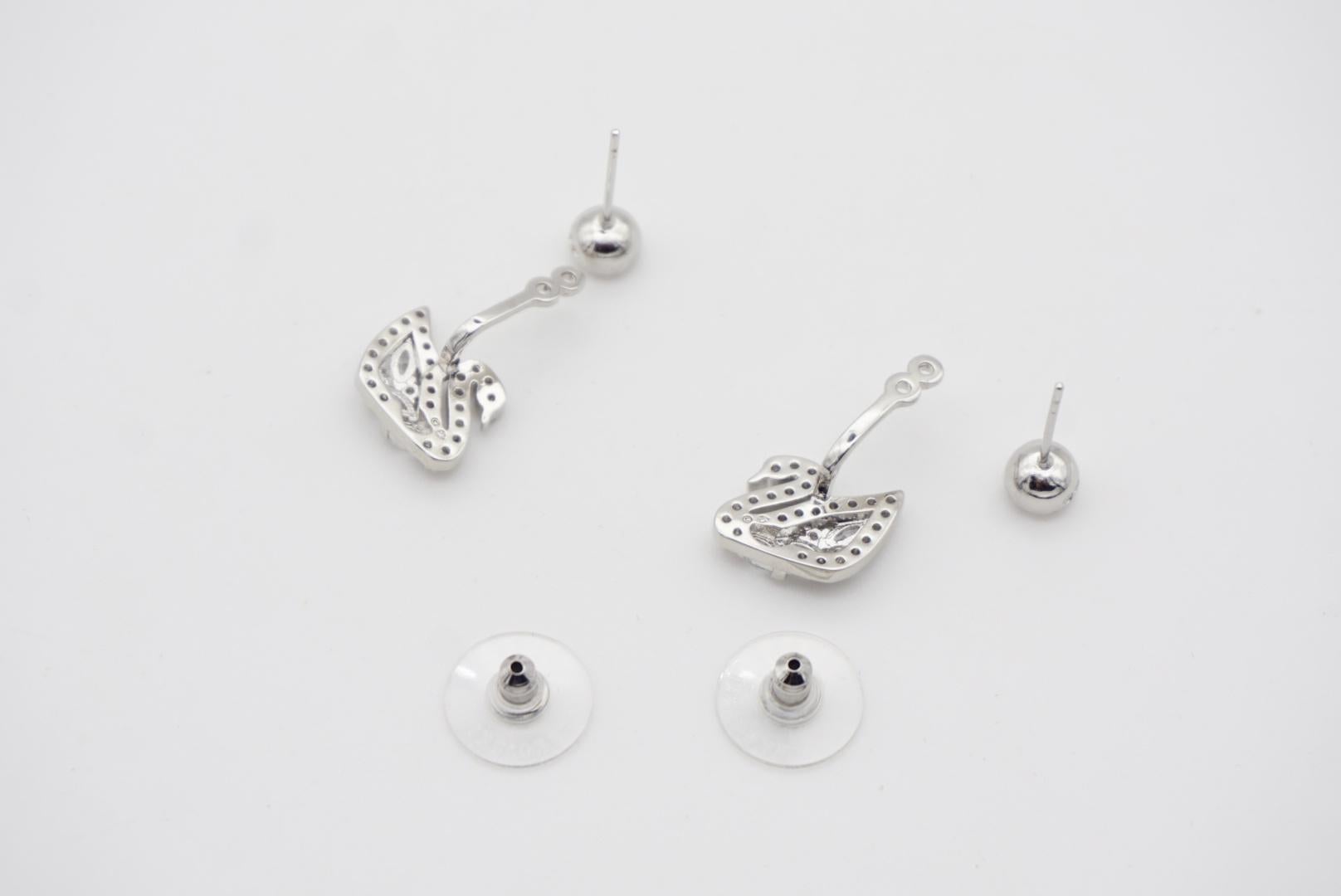Swarovski Swan Lake Sparkling Crystals Pierced Earring White SilverJackets, BNWT For Sale 1