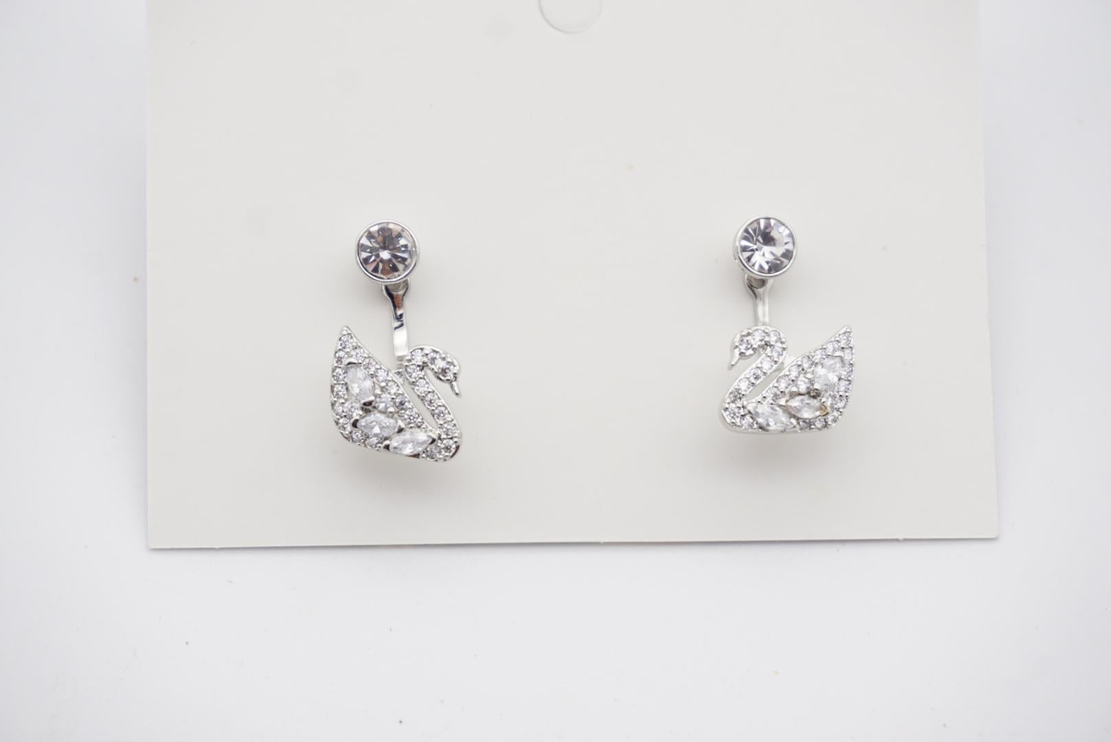 Swarovski Swan Lake Sparkling Crystals Pierced Earring White SilverJackets, BNWT For Sale 2