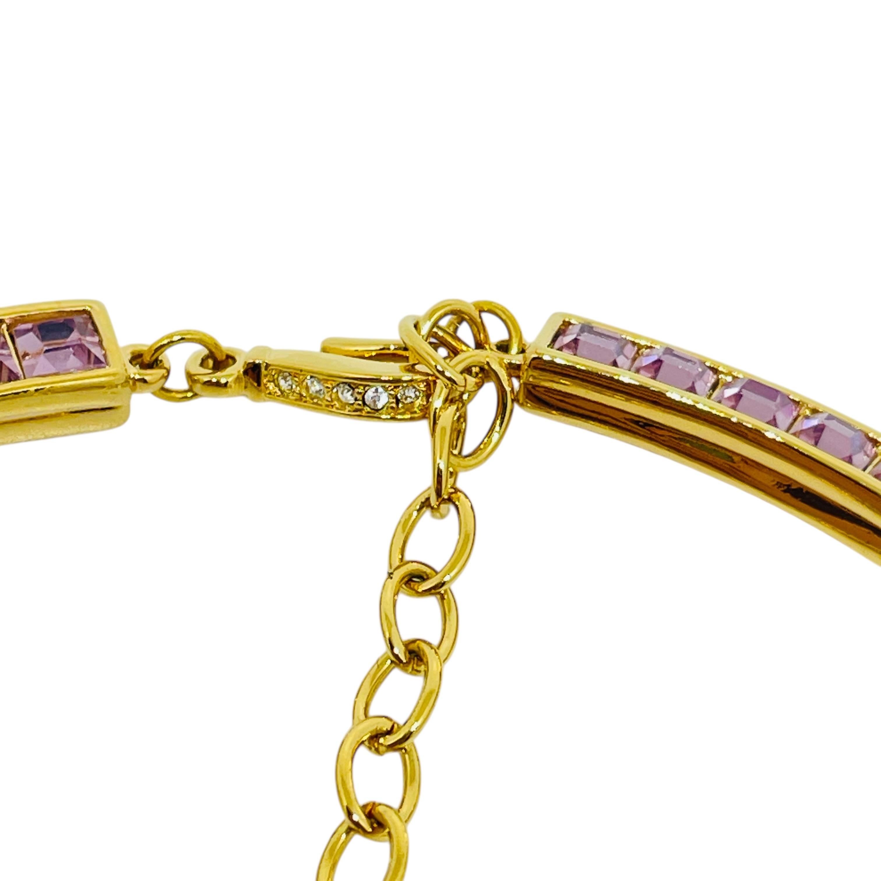 Collana firmata SWAROVSKI con logo del cigno, placcata in oro e con cristalli di ametista in vendita 1