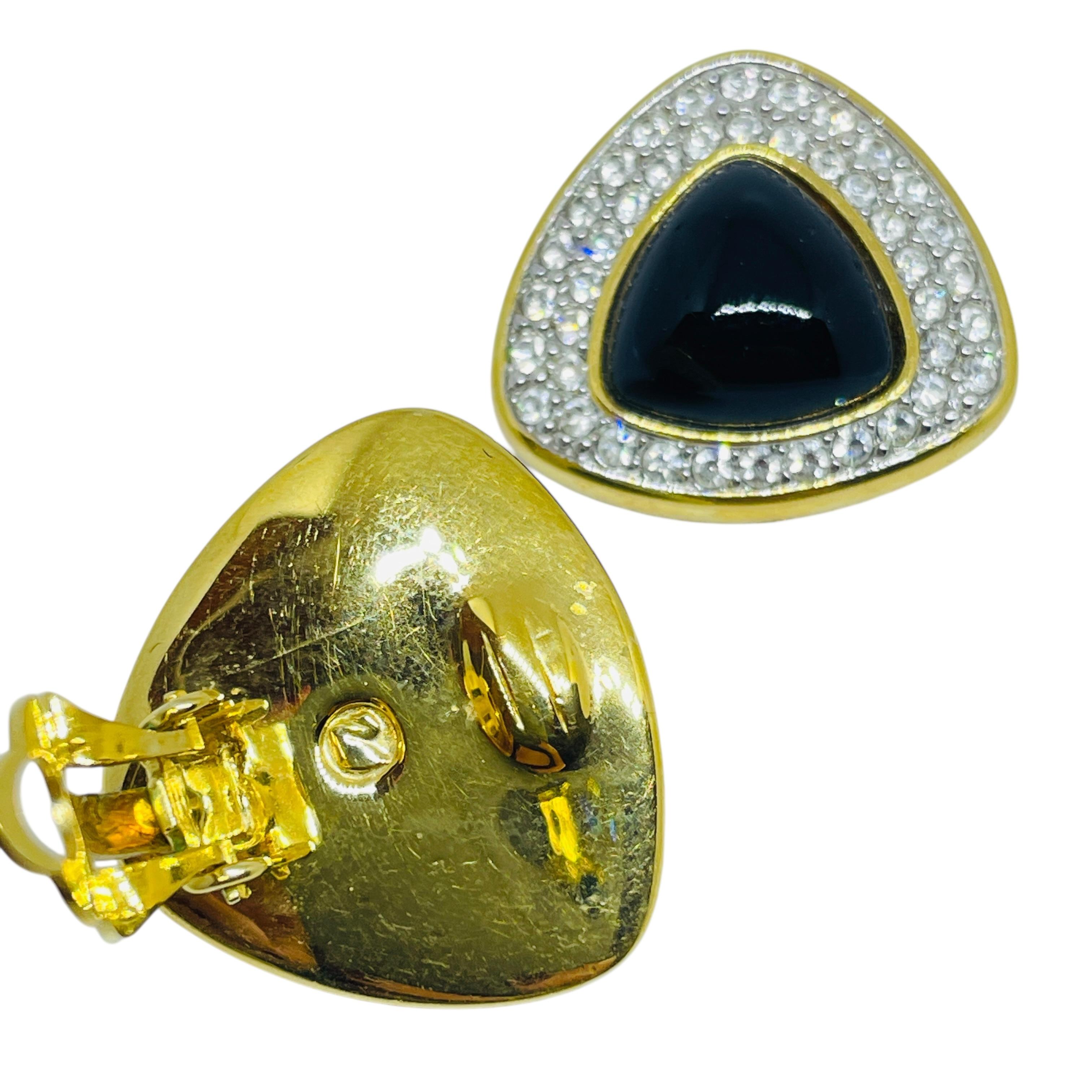 SWAROVSKI Schwan Logo signiert Vintage vergoldet Kristall Designer Clip auf Ohrringe im Zustand „Gut“ im Angebot in Palos Hills, IL