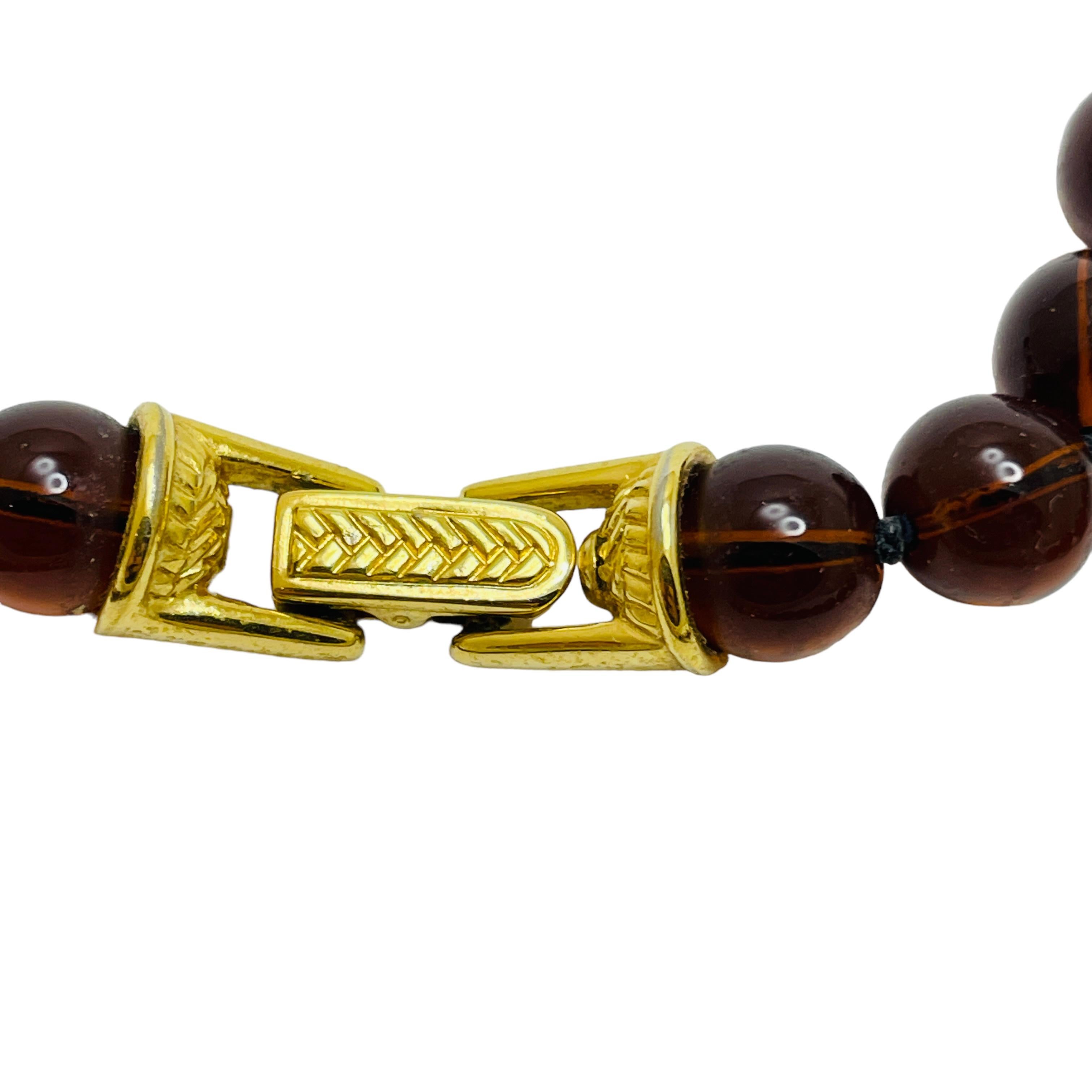 da uomo o donna Collana firmata SWAROVSKI con perline in vetro dorato in stile etrusco in vendita