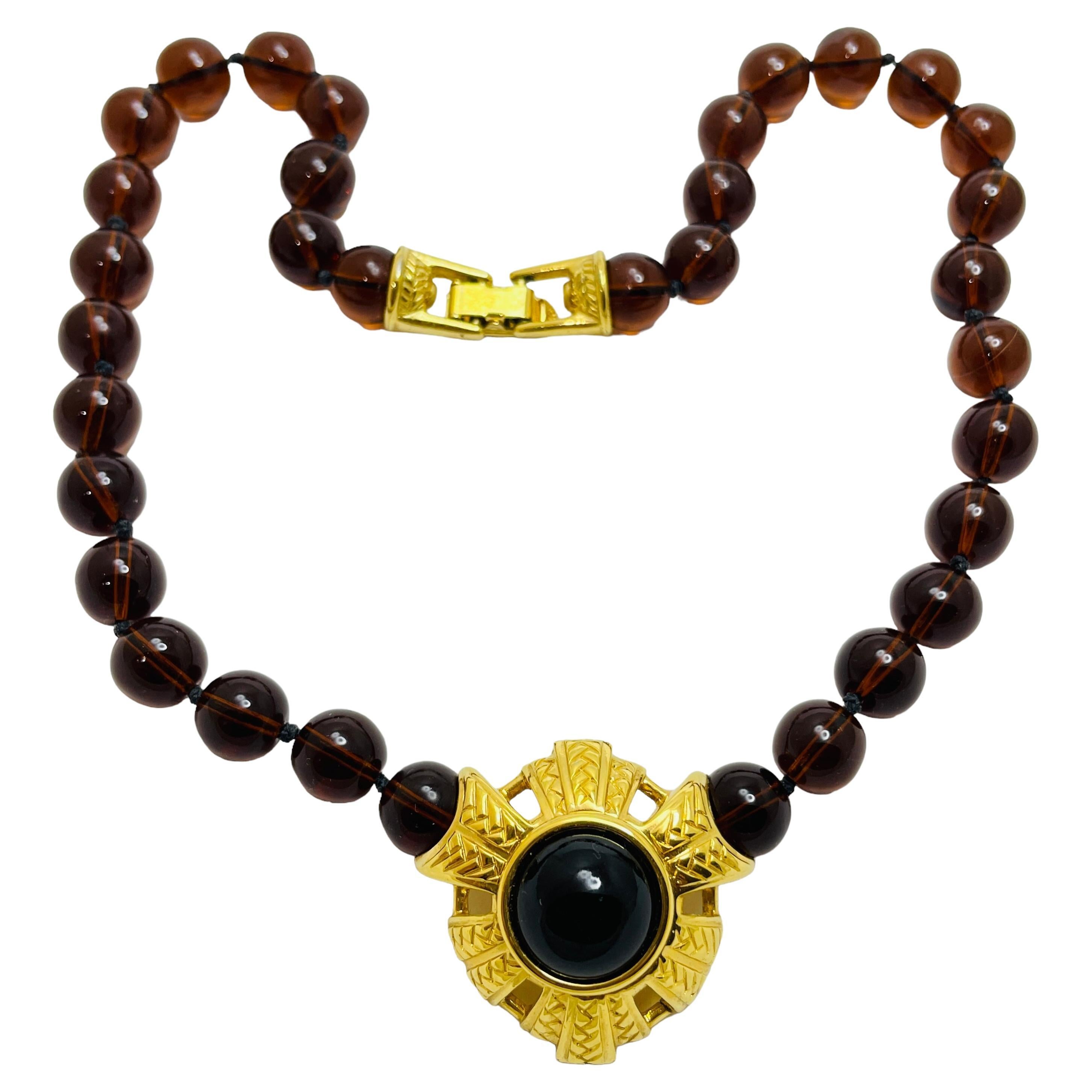  Collana firmata SWAROVSKI con perline in vetro dorato in stile etrusco