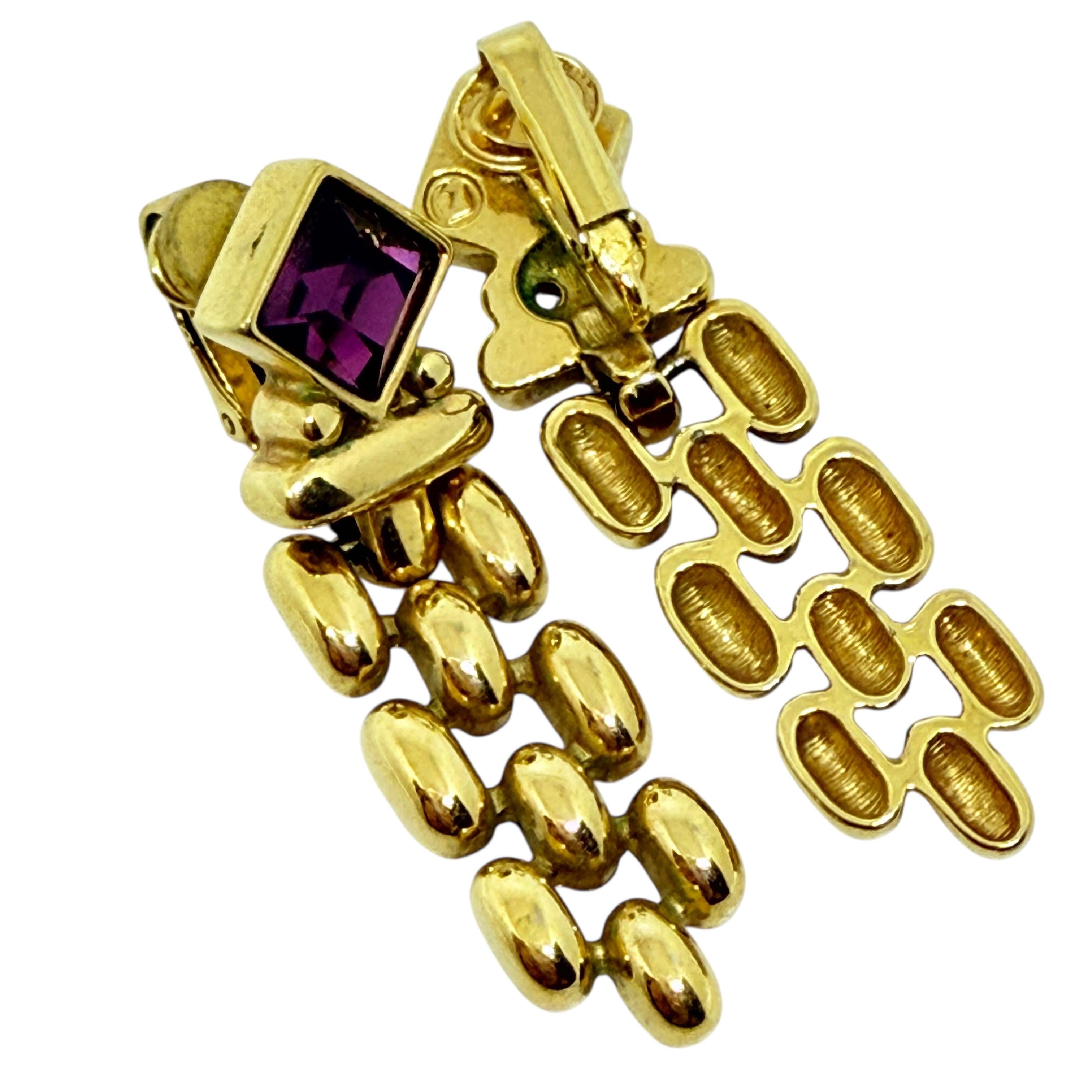 Orecchini a clip firmati Swarovski, placcati in oro e con cristalli di ametista, design anni '80 In condizioni buone in vendita a Palos Hills, IL