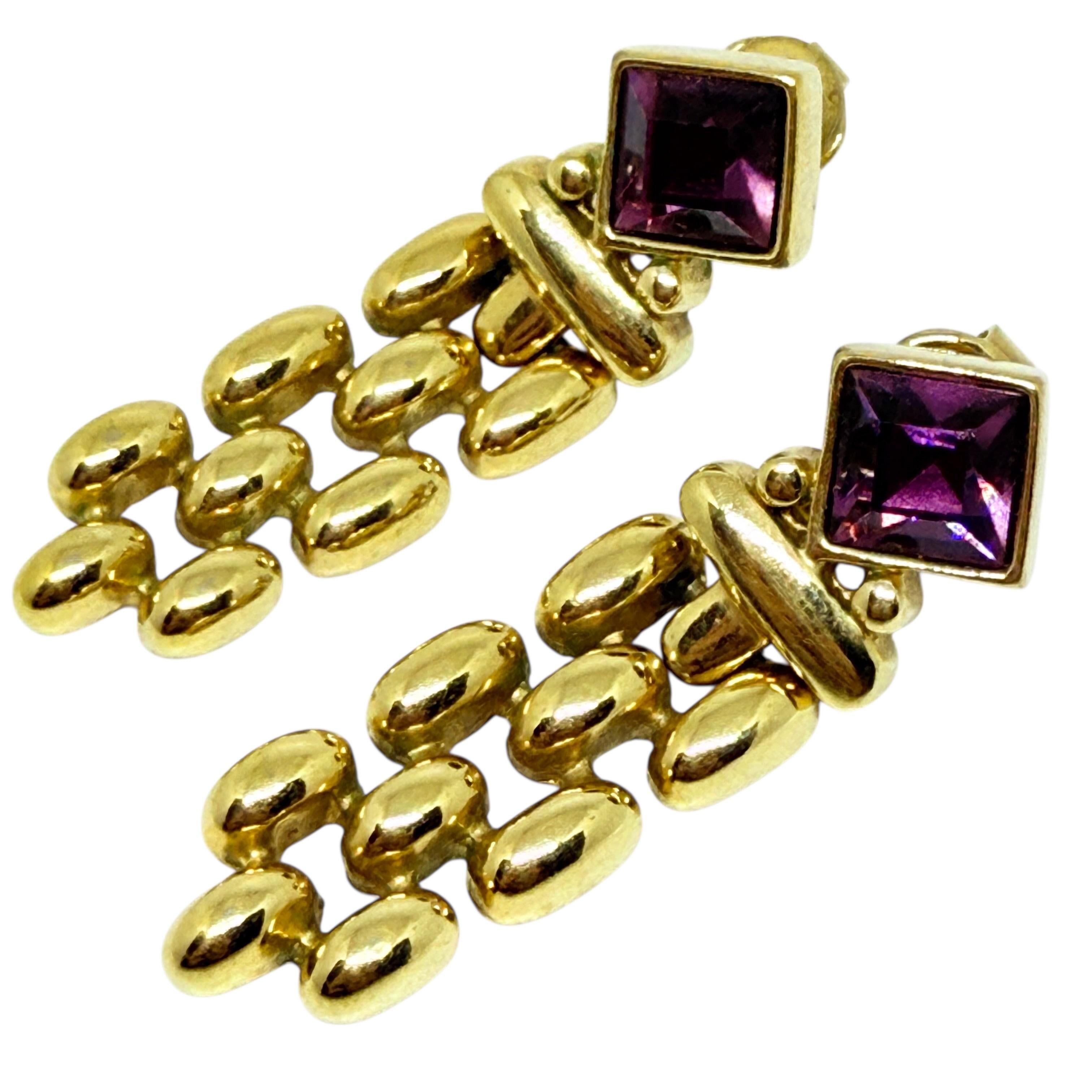 da uomo o donna Orecchini a clip firmati Swarovski, placcati in oro e con cristalli di ametista, design anni '80 in vendita