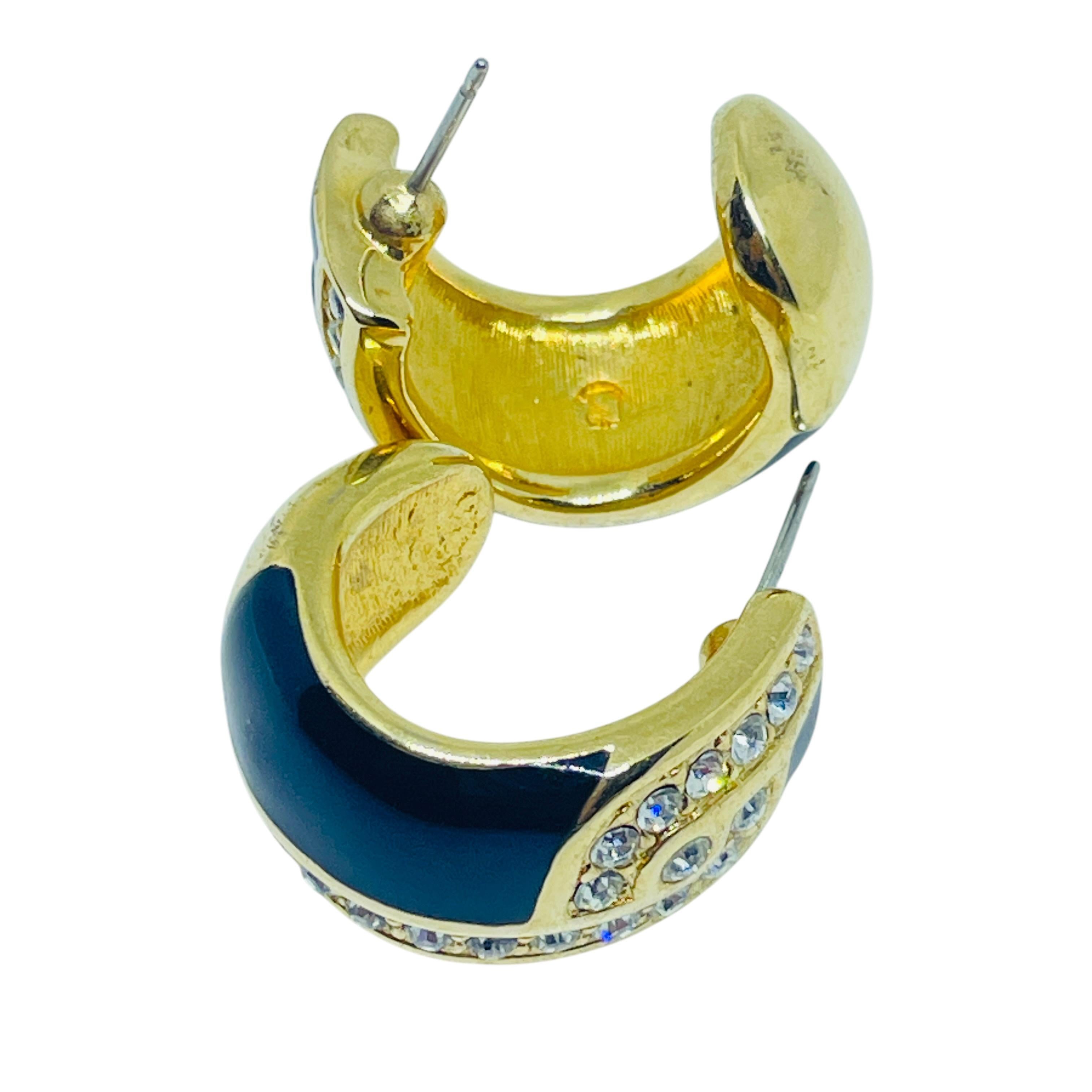 Donna Cigno Swarovski firmato orecchini di design con smalto e strass placcati in oro in vendita