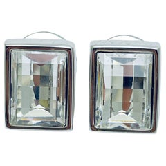 SWAROVSKI swan signed silver plated crystal designer earrings SWAROVSKI swan signed silver plated crystal designer earrings