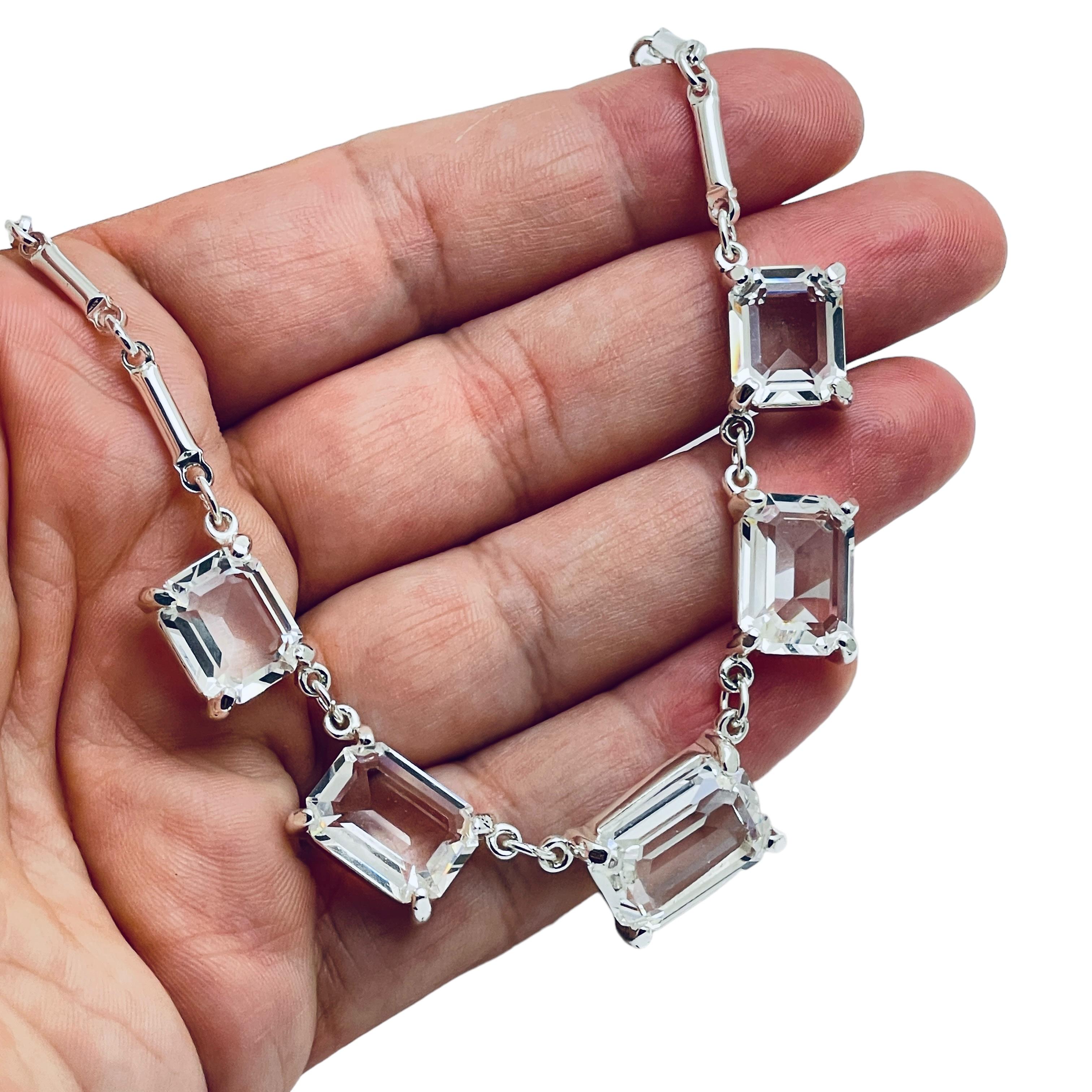 Collana firmata SWAROVSKI swan con cristalli placcati in argento in vendita 1