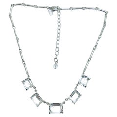 SWAROVSKI swan signed silver plated crystal designer necklace