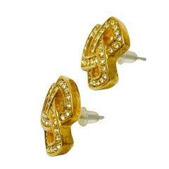 SWAROVSKI swan signed vintage gold crystals designer earrings