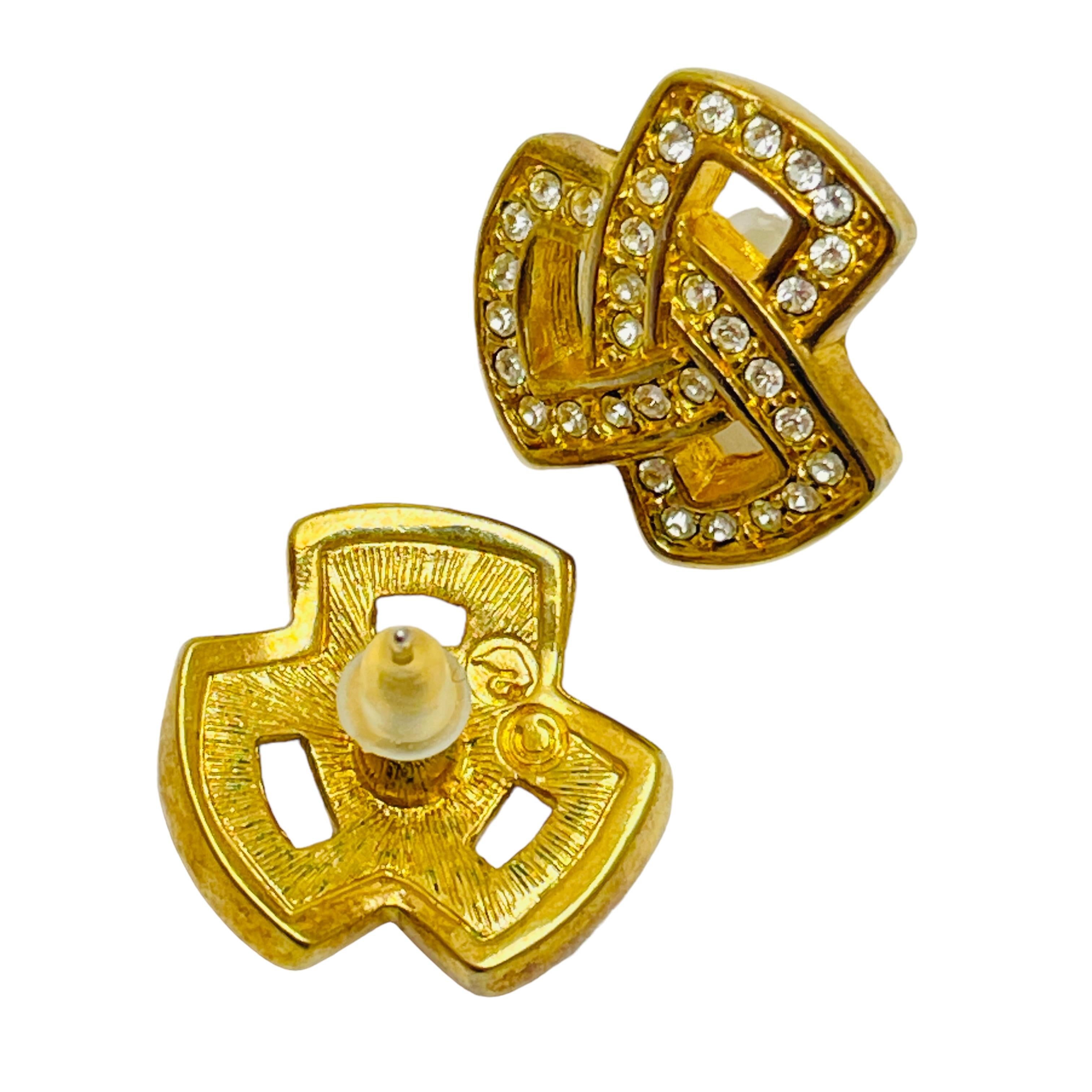 SWAROVSKI Schwan signiert Vintage Gold Kristalle Designer Ohrringe im Zustand „Gut“ im Angebot in Palos Hills, IL