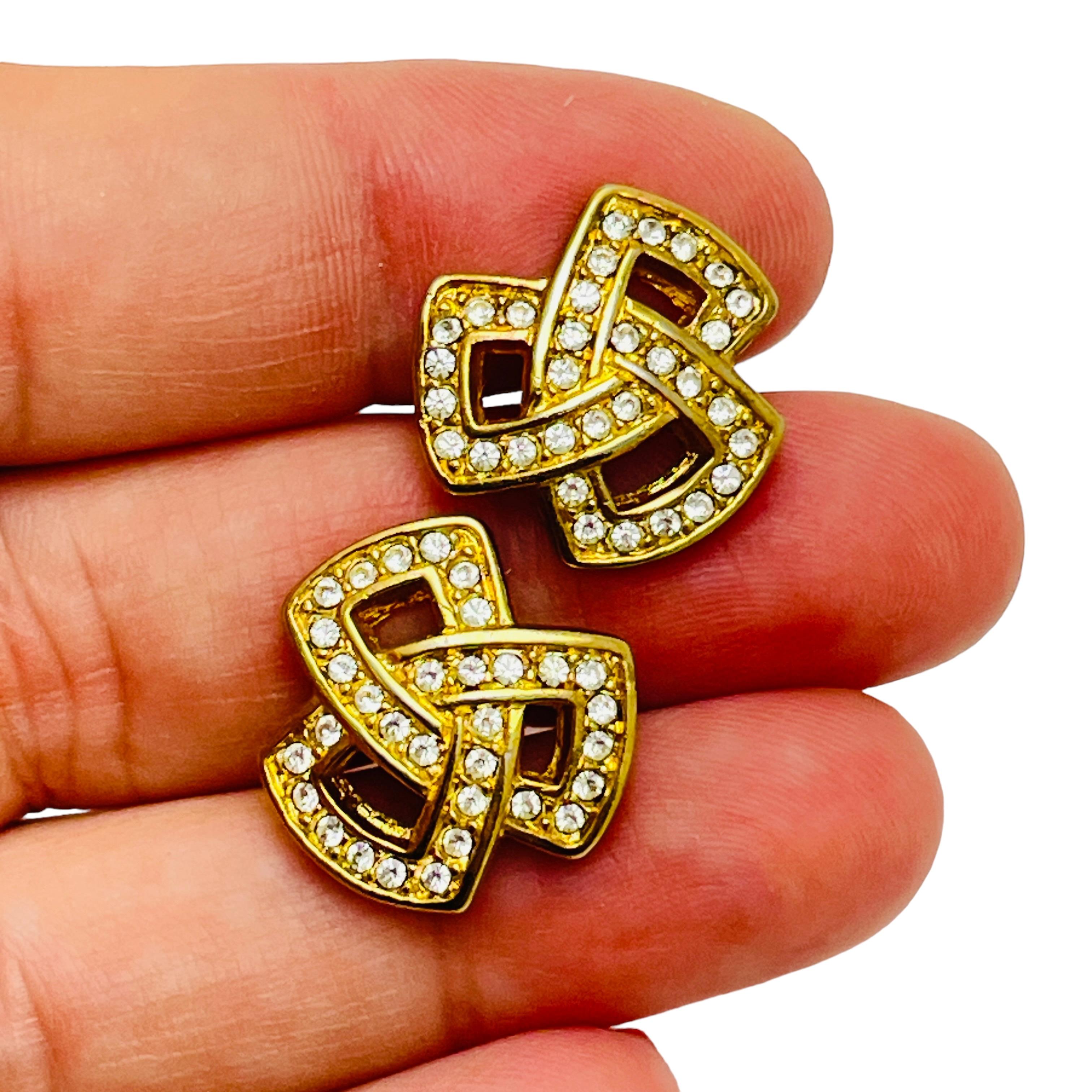 SWAROVSKI Schwan signiert Vintage Gold Kristalle Designer Ohrringe Damen im Angebot
