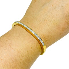 SWAROVSKI swan signed vintage gold plated crystal designer bangle bracelet