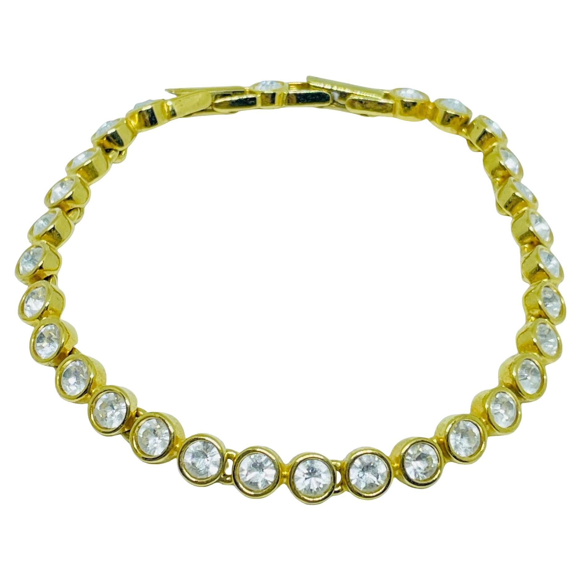 SWAROVSKI swan signed vintage gold plated crystal designer bracelet For Sale