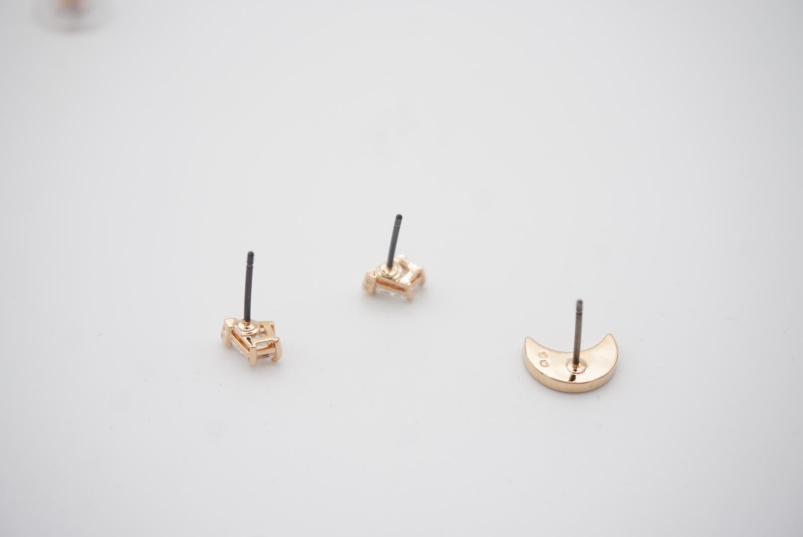 Swarovski Symbolic White Blue Moon Crystal Pierced Earrings Set, Rose Gold Tone For Sale 6