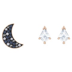 Juego de pendientes Swarovski Symbolic White Blue Moon Crystal, tono oro rosa