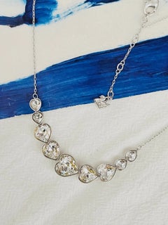Swarovski Symmetric Nine Hearts Love Clear Crystals Silver Pendant Necklace