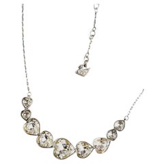 Swarovski Symmetric Nine Hearts Love Clear Crystals Silver Pendant Necklace