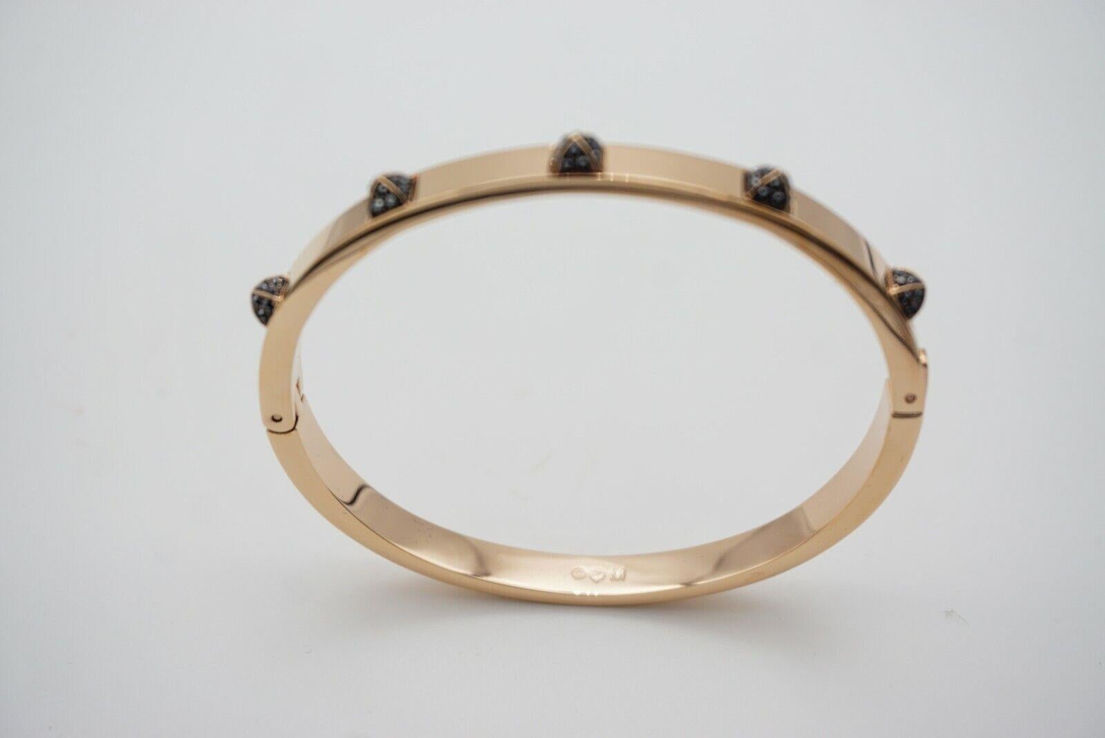 Bracelet jonc SWAROVSKI en cristals carrés noirs foncés et plaqués or rose, taille M en vente 6