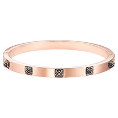 SWAROVSKI Tactic Black Dark Square Crystals Bangle Bracelet, Rose Gold Plated, M