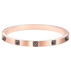SWAROVSKI Tactic Black Dark Square Crystals Bangle Bracelet, Rose Gold Plated, M
