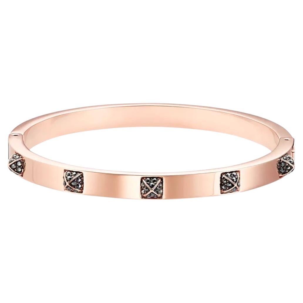 SWAROVSKI Tactic Black Dark Square Crystals Bangle Bracelet, Rose Gold Plated, M For Sale
