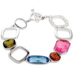 Swarovski Te Ilana Stainless Steel and Multi-Color Crystal Link Toggle Bracelet