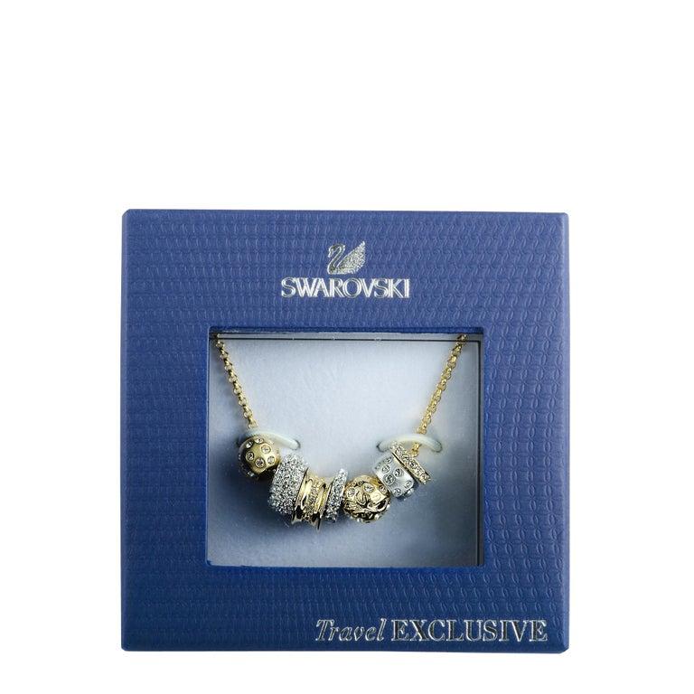 Swarovski Te Kauri Gelbgold und rhodiniertes Kristall Pave Slider Perlenhalsband 2