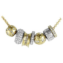 Swarovski Te Kauri Gelbgold und rhodiniertes Kristall Pave Slider Perlenhalsband