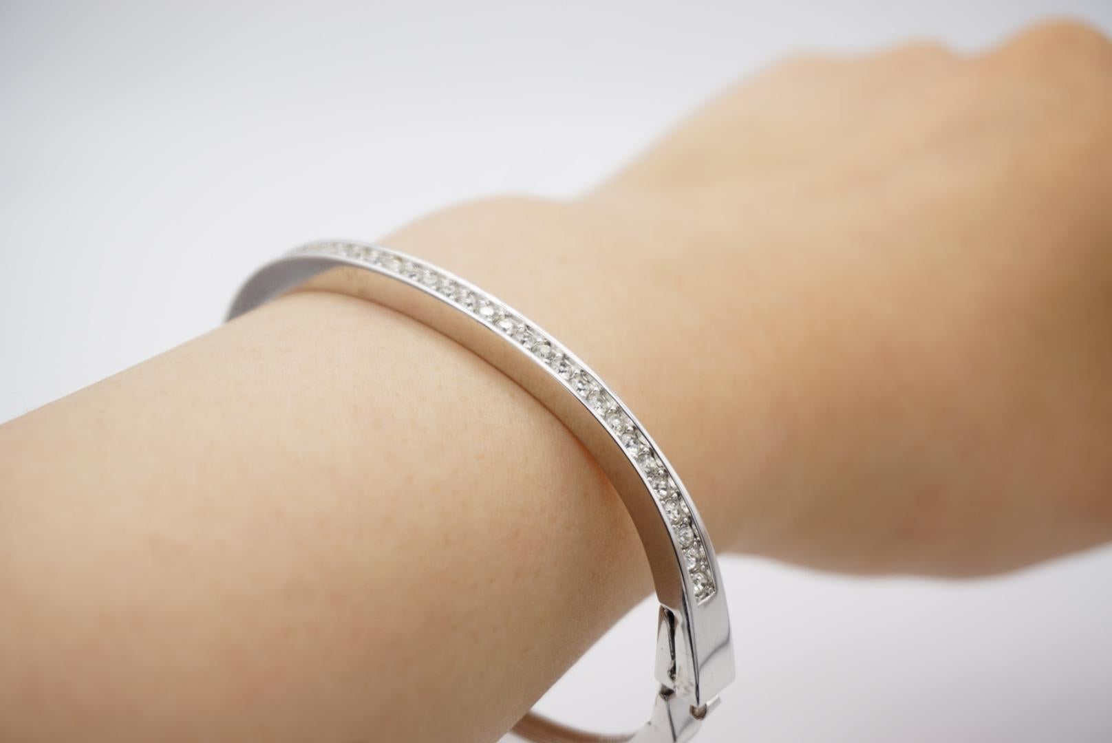 Swarovski Timeless Clear Sparkling Crystals Elegant Silver Cuff Bangle Bracelet 1