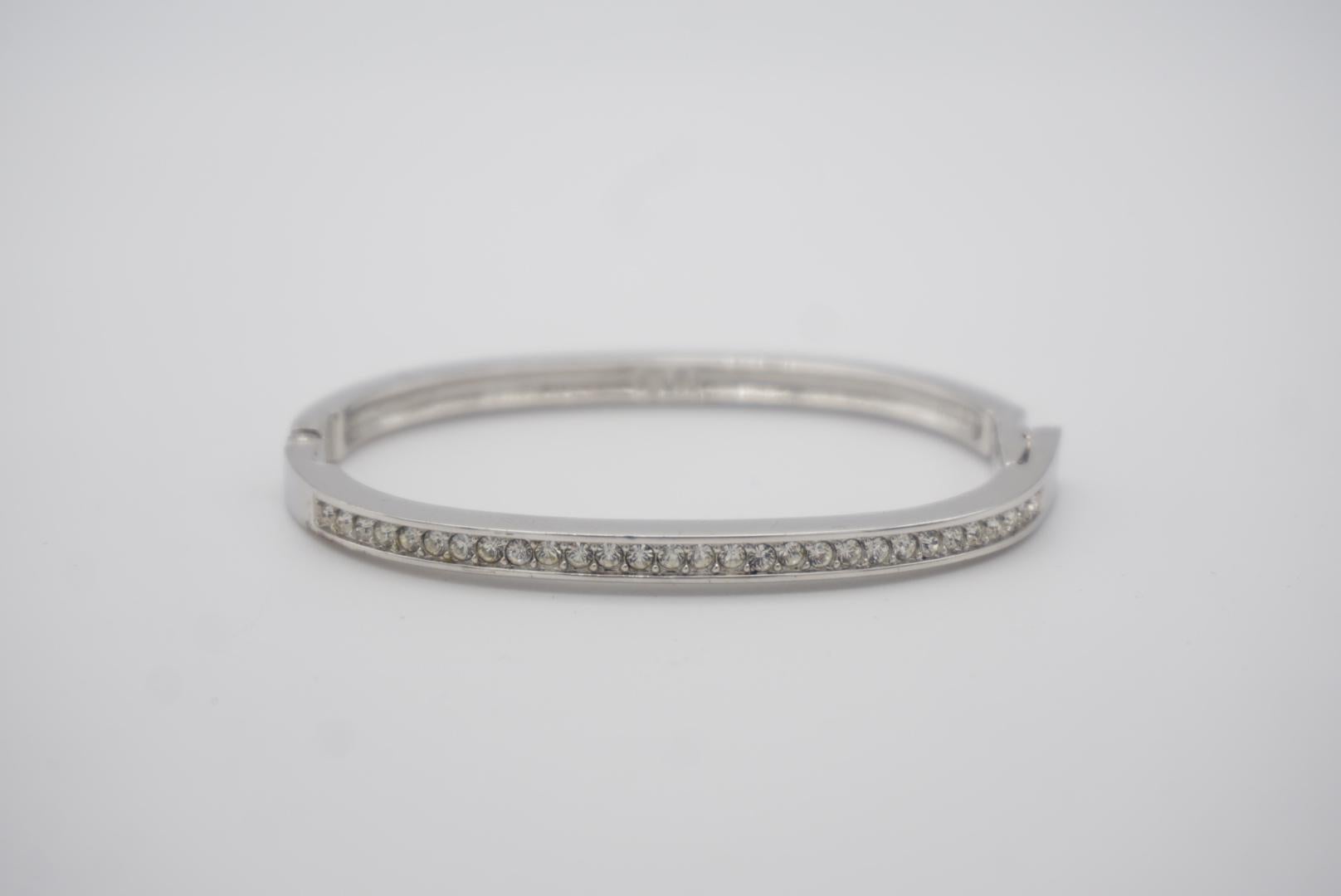 Swarovski Timeless Clear Sparkling Crystals Elegant Silver Cuff Bangle Bracelet 2