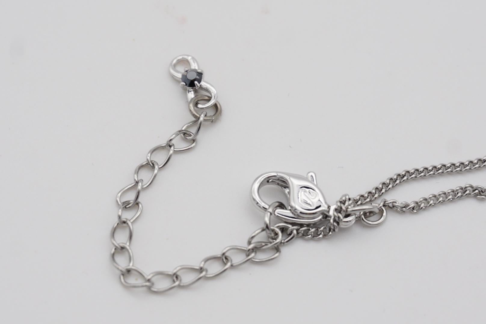 Swarovski Unisex Infinity Black Crystal White Silver Pendant Long Necklace. BNWT 6