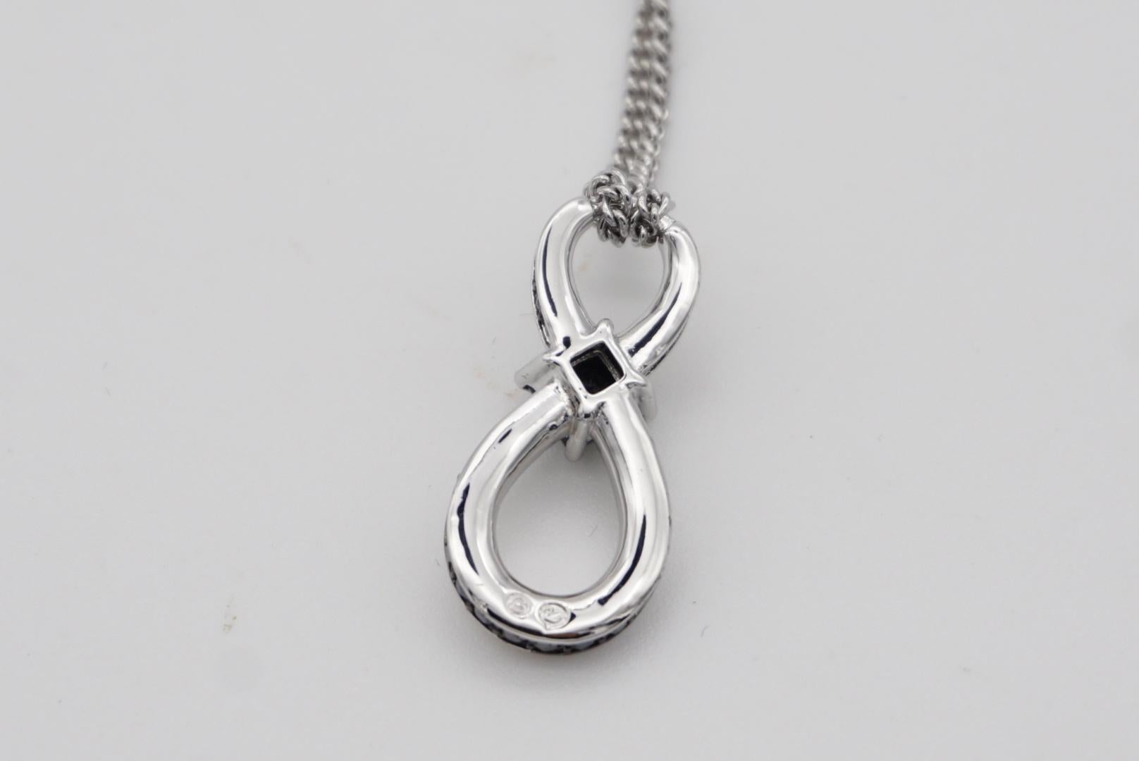 Swarovski Unisex Infinity Black Crystal White Silver Pendant Long Necklace. BNWT 7