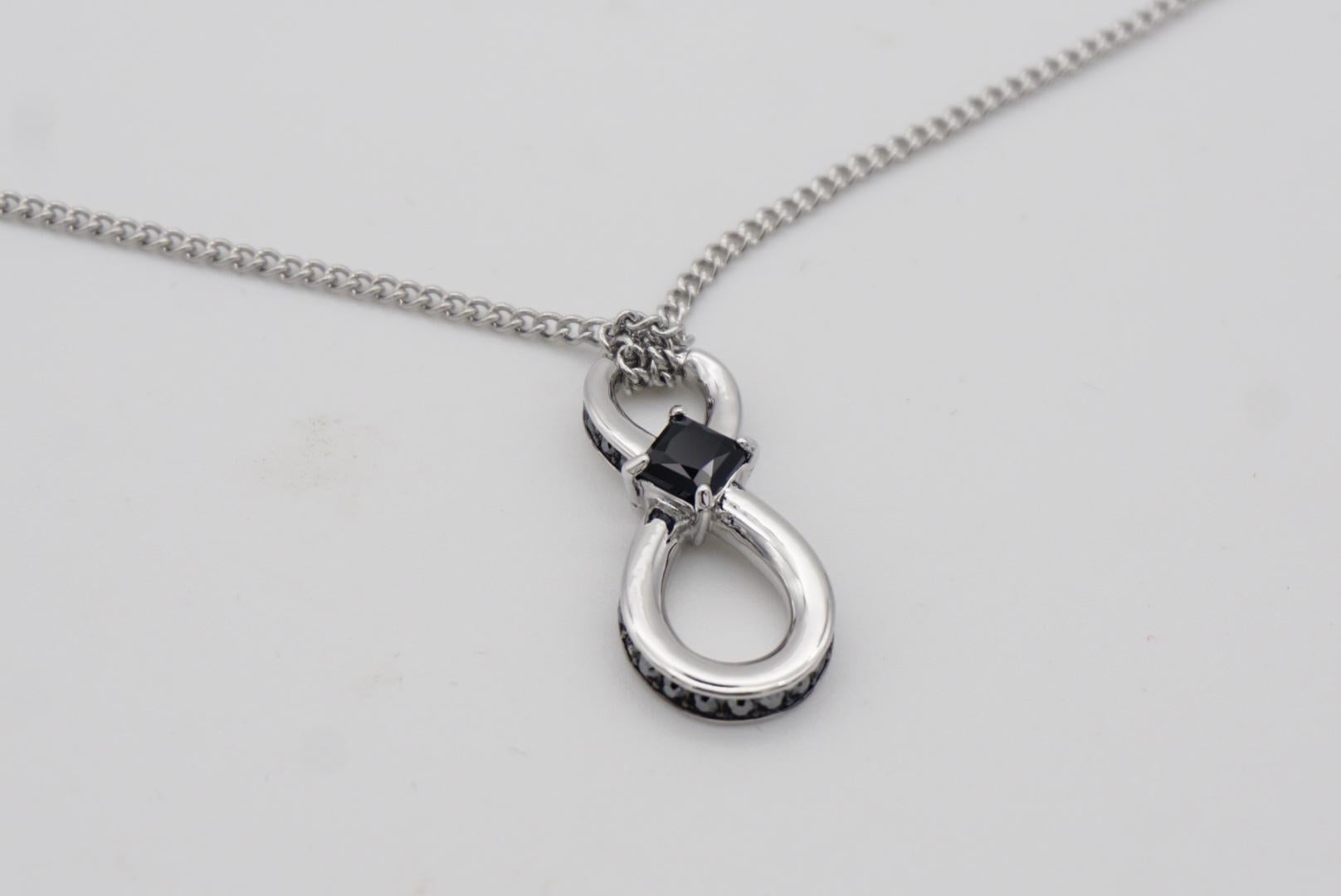 Swarovski Unisex Infinity Black Crystal White Silver Pendant Long Necklace. BNWT 8