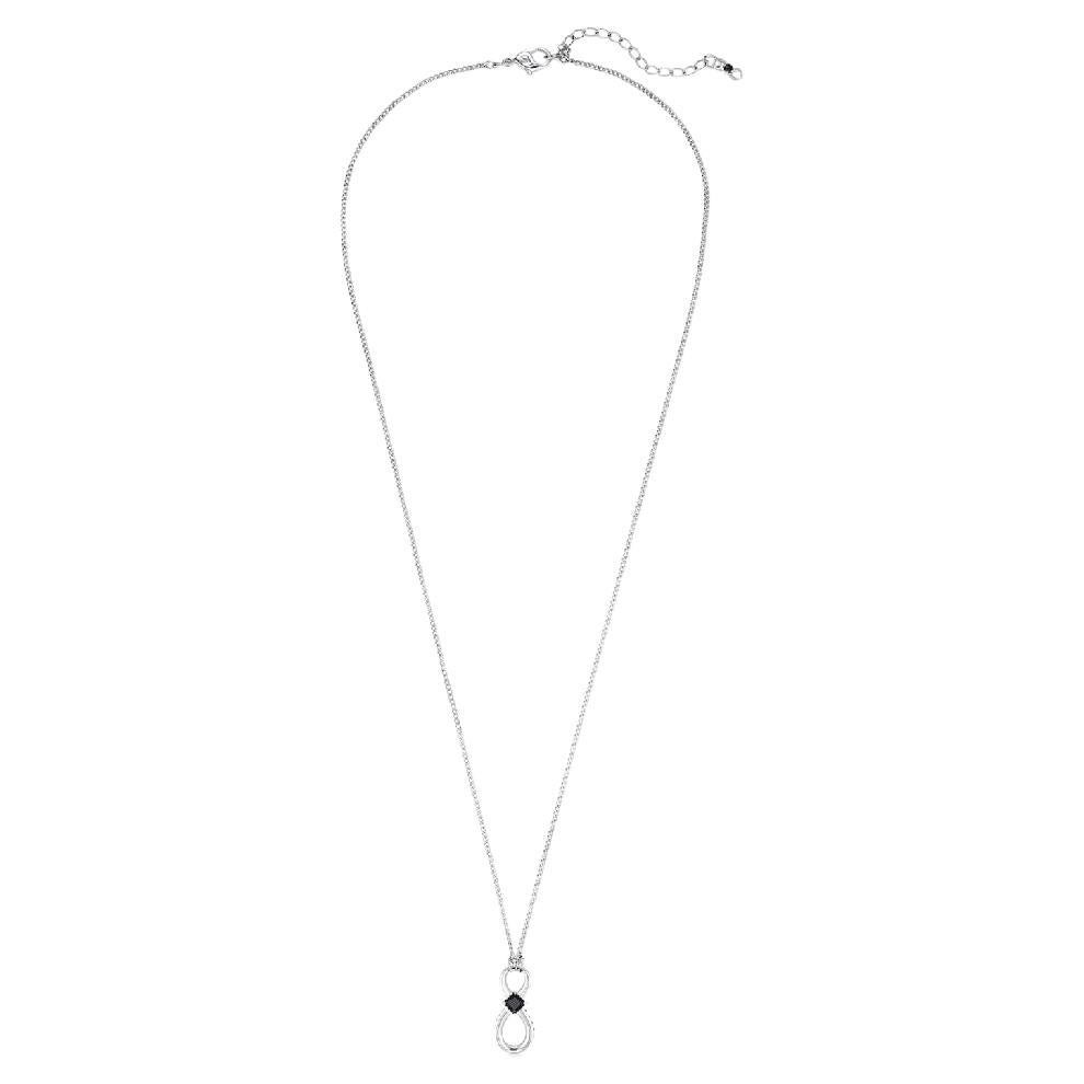 Swarovski Unisex Infinity Black Crystal White Silver Pendant Long Necklace. BNWT