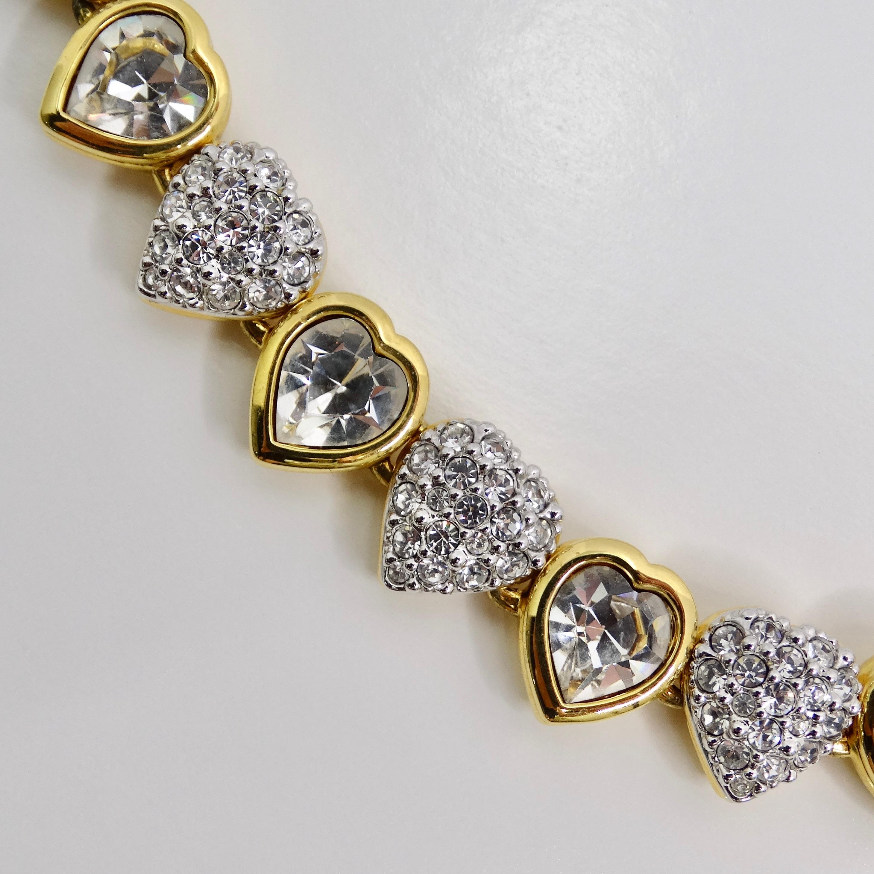 Swarovski Vintage 14 carats plaqué or et cristal en forme de cœur en vente 1