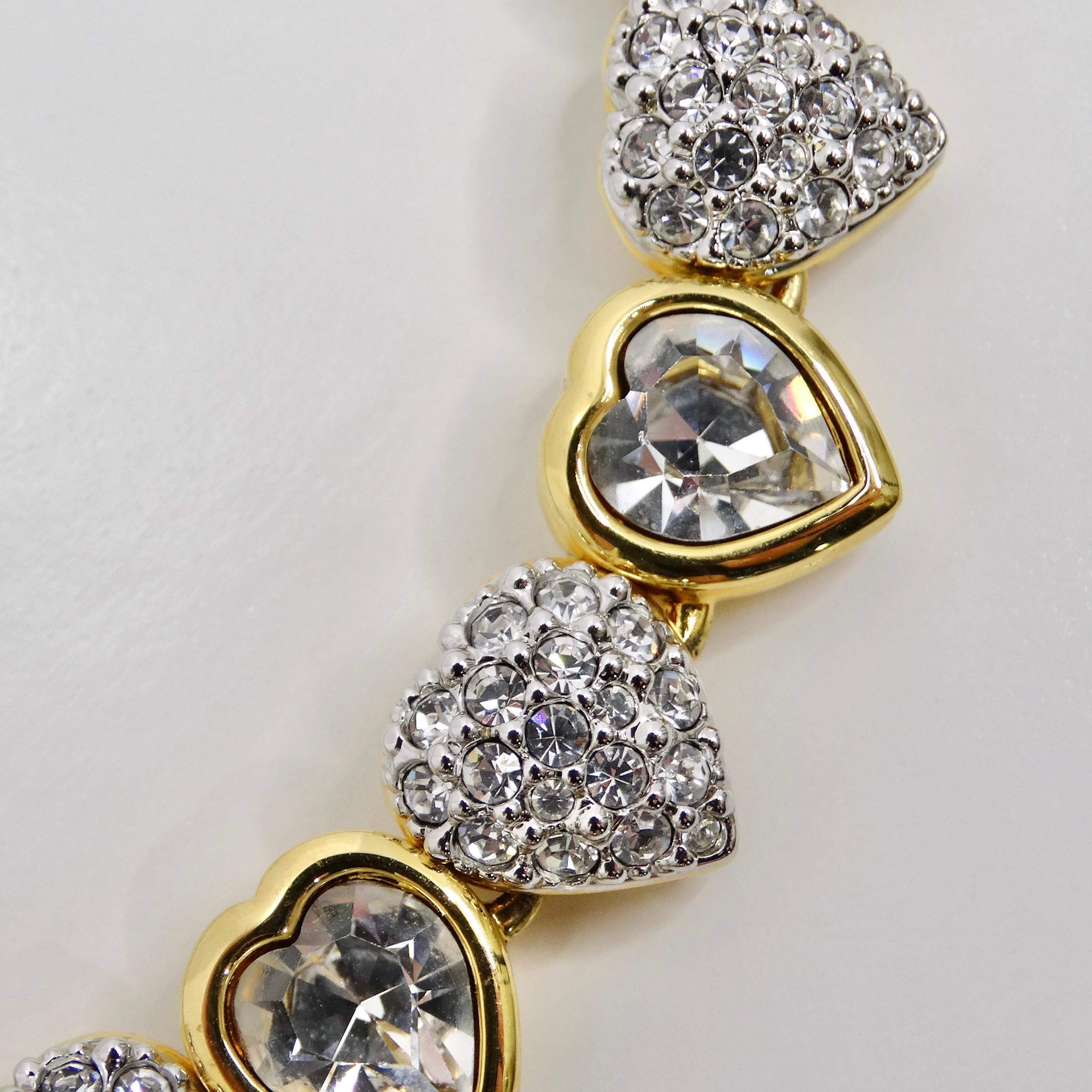 Swarovski Vintage 14 carats plaqué or et cristal en forme de cœur en vente 2