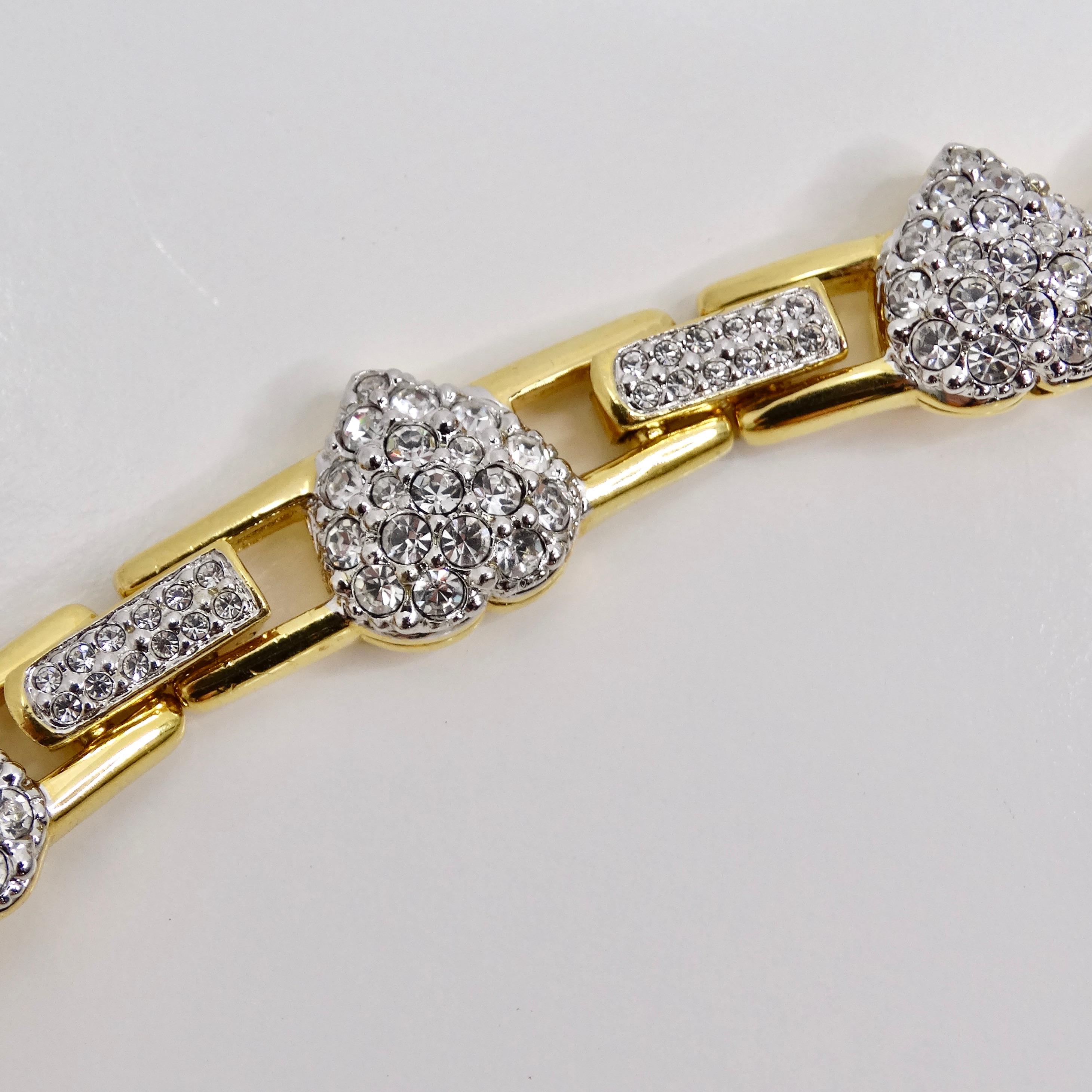 Swarovski Vintage 14 carats plaqué or et cristal en forme de cœur en vente 3
