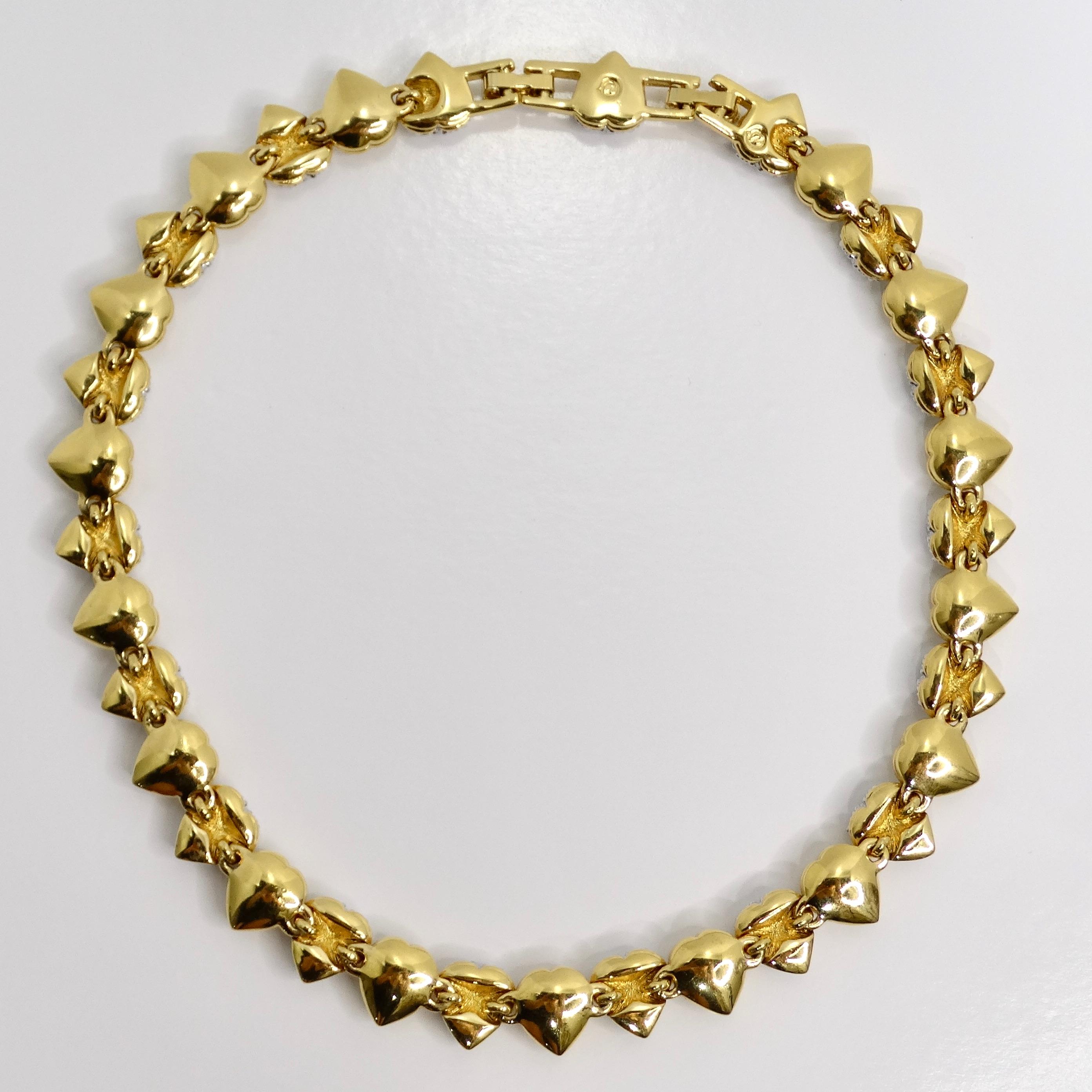 Swarovski Vintage 14 carats plaqué or et cristal en forme de cœur en vente 4