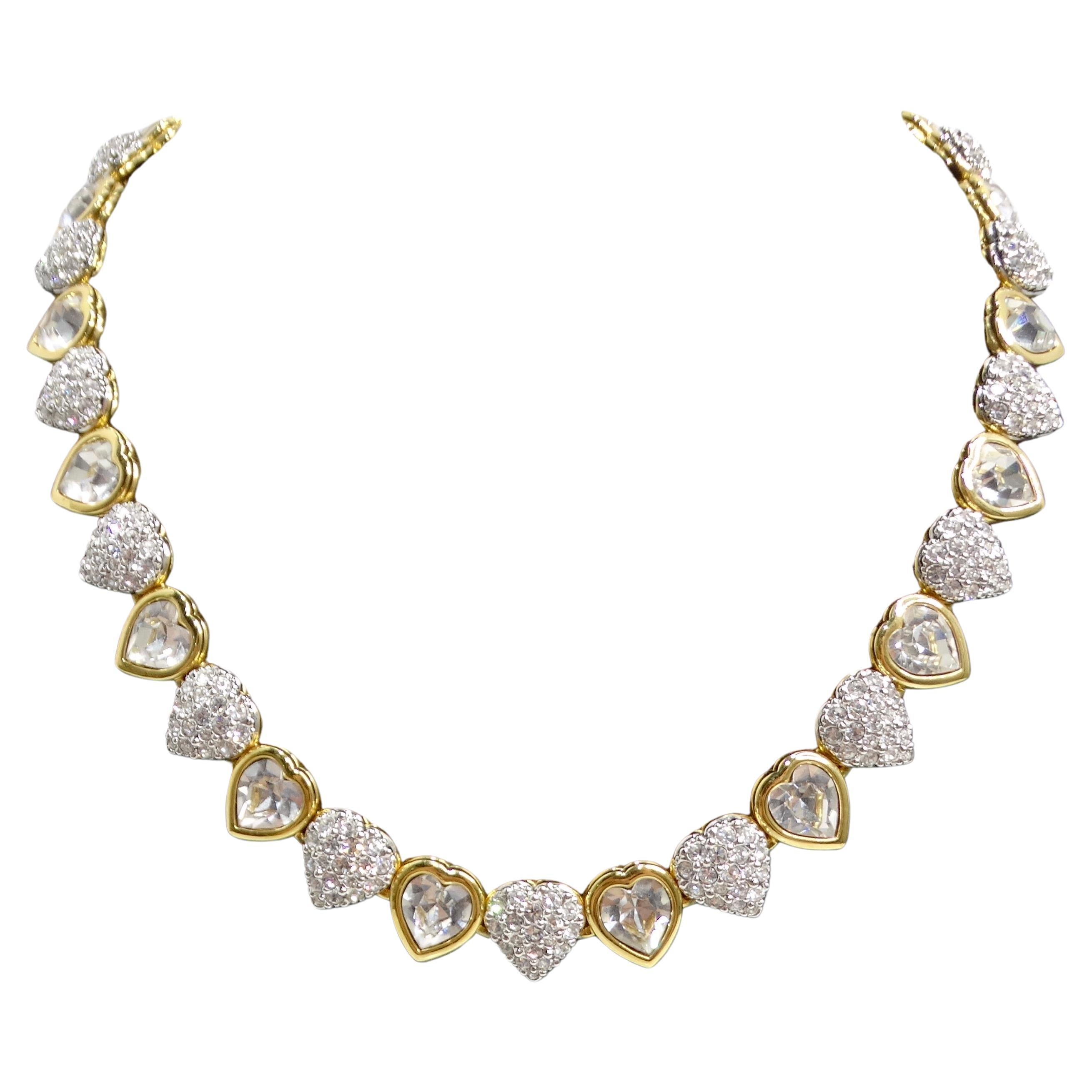 Swarovski Vintage 14 carats plaqué or et cristal en forme de cœur en vente