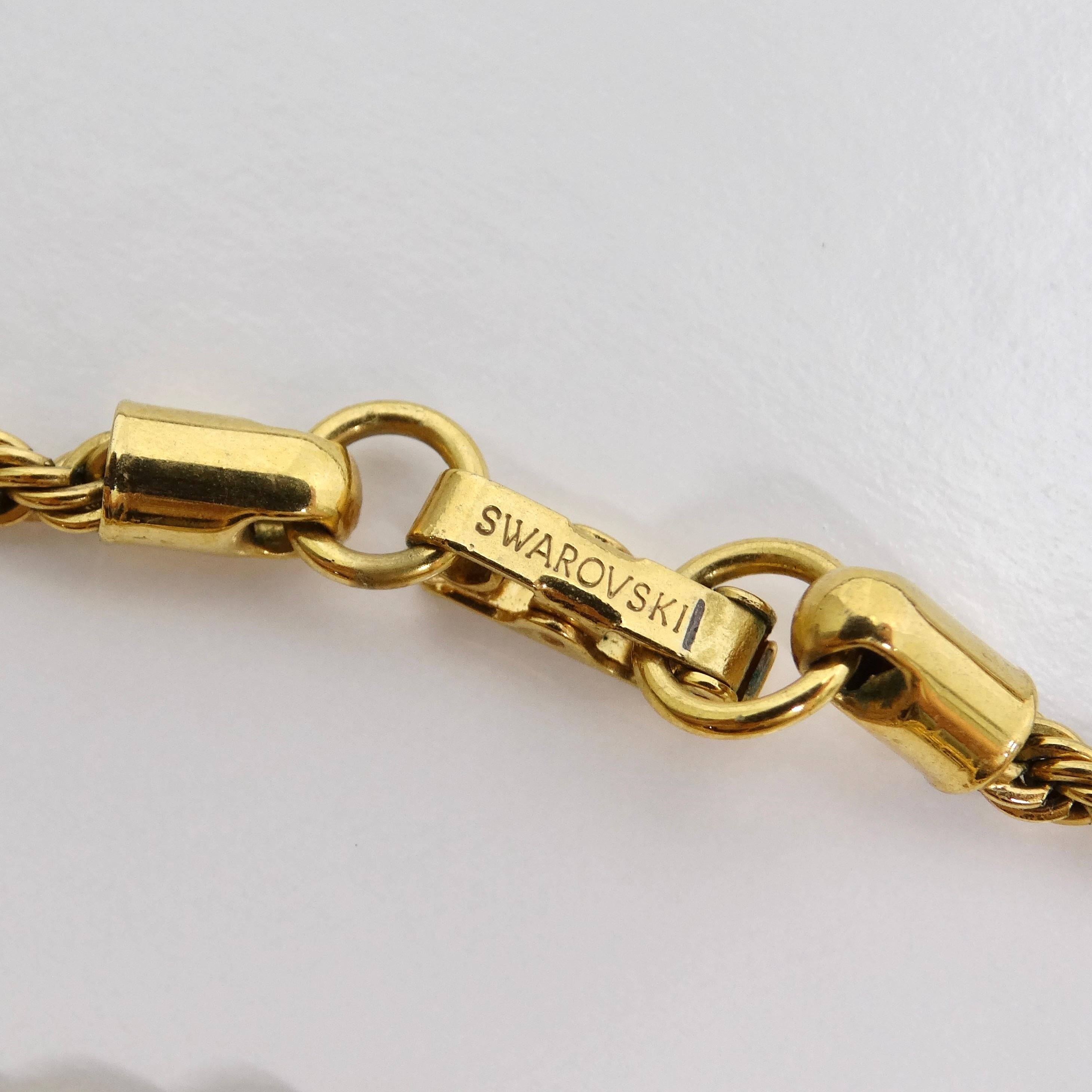 Swarovski Vintage 18K Gold Plated Crystal Pendant Necklace For Sale 6