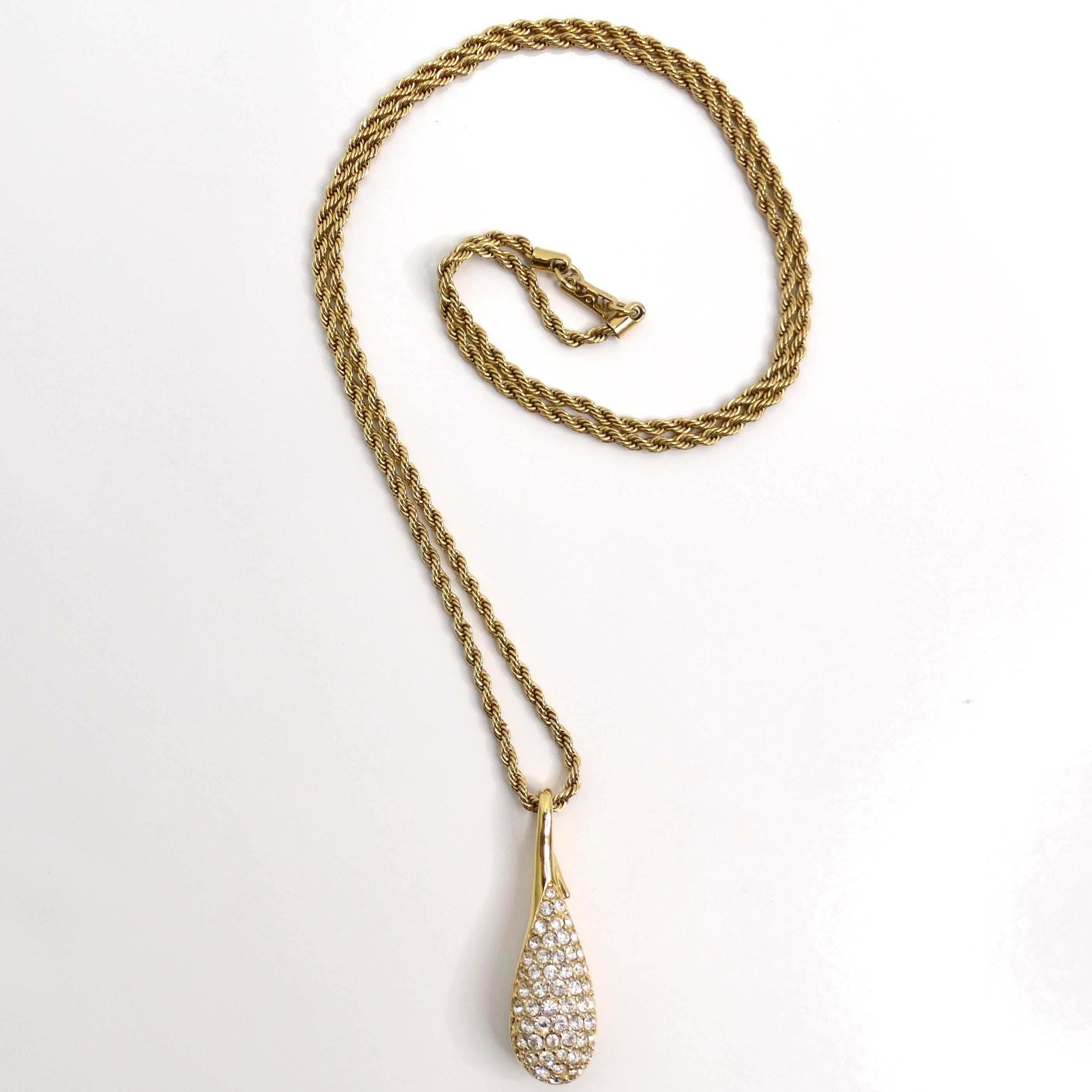 Swarovski Vintage 18K Gold Plated Crystal Pendant Necklace In Good Condition For Sale In Scottsdale, AZ
