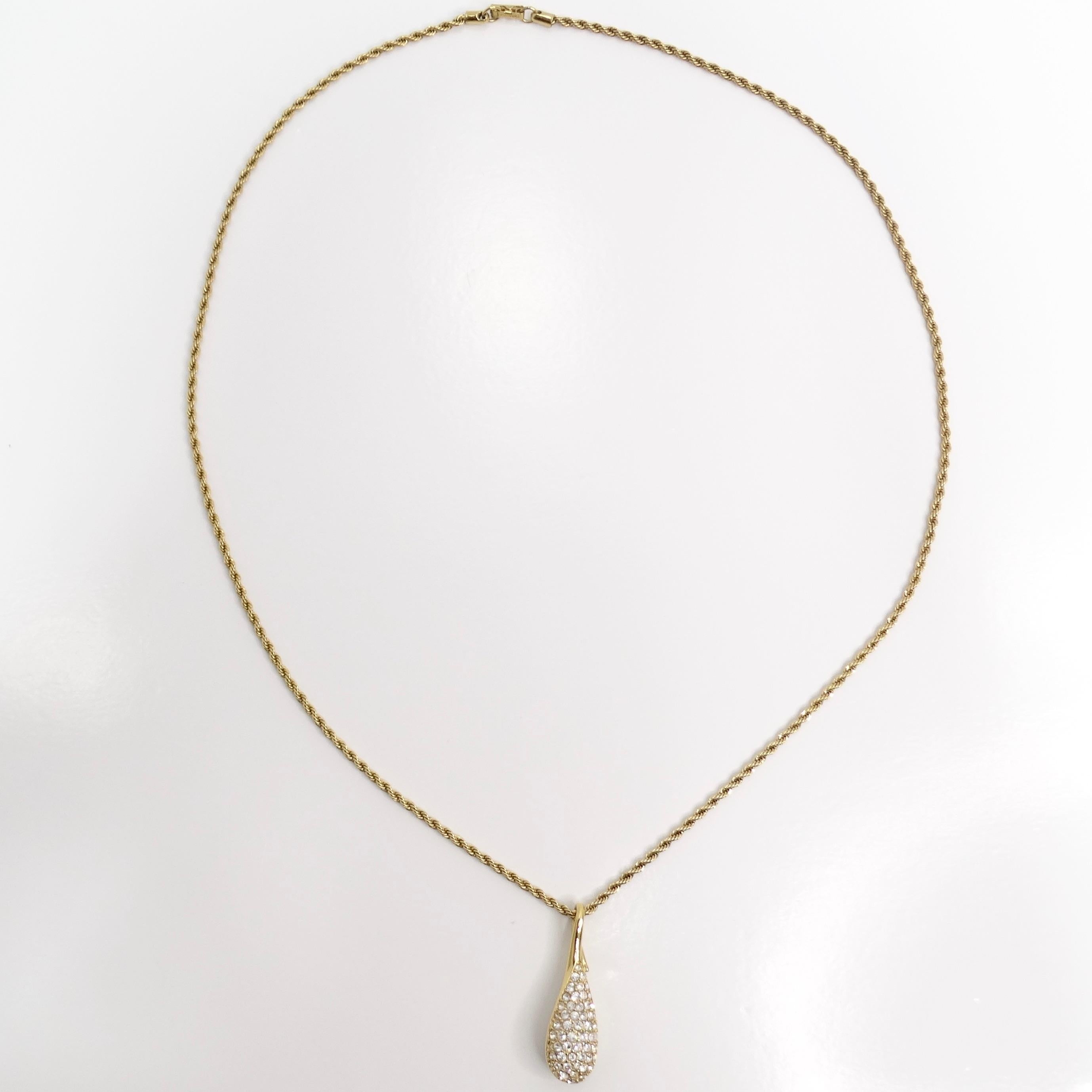 Women's or Men's Swarovski Vintage 18K Gold Plated Crystal Pendant Necklace For Sale